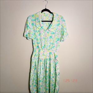 VINTAGE 1920s handmade floral drop waist dress